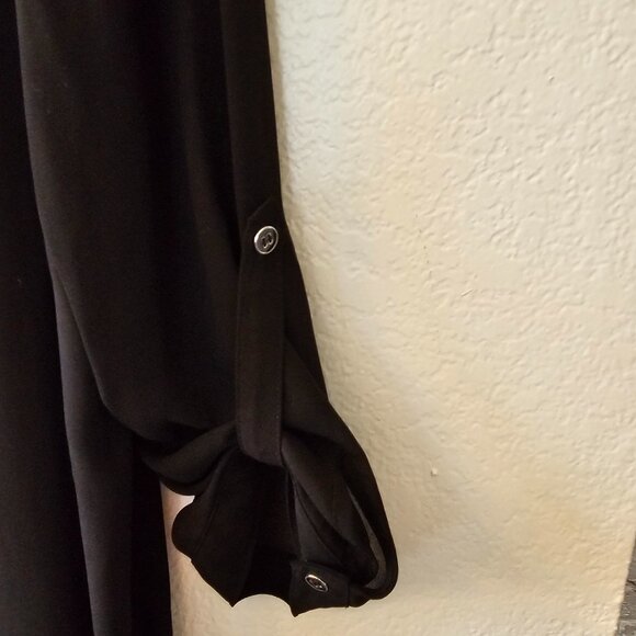 A. Byer Black Women's Size XL Button Top with Lace Detail 3/4 Sleeve - Picture 4 of 6